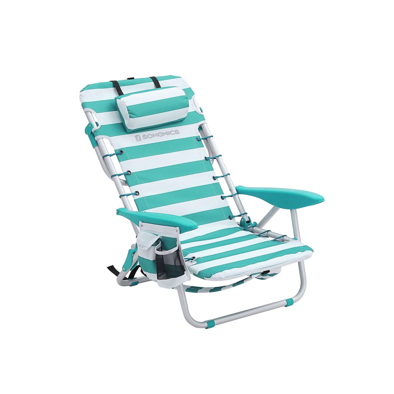 Chaise de plage avec appui-tête amovible, 68 x 63 x 75 cm (L x l x H) - Dimensions de l'emballage : 70 x 11 x 66.5cmm