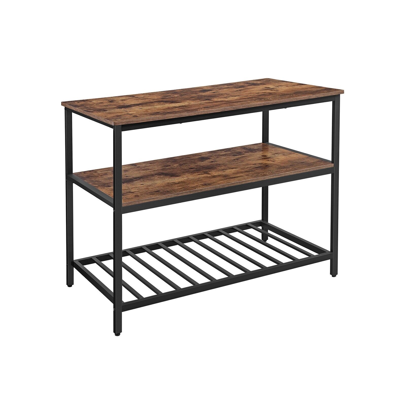 Kitchen island with 3 shelves, 120 x 60 x 90 cm