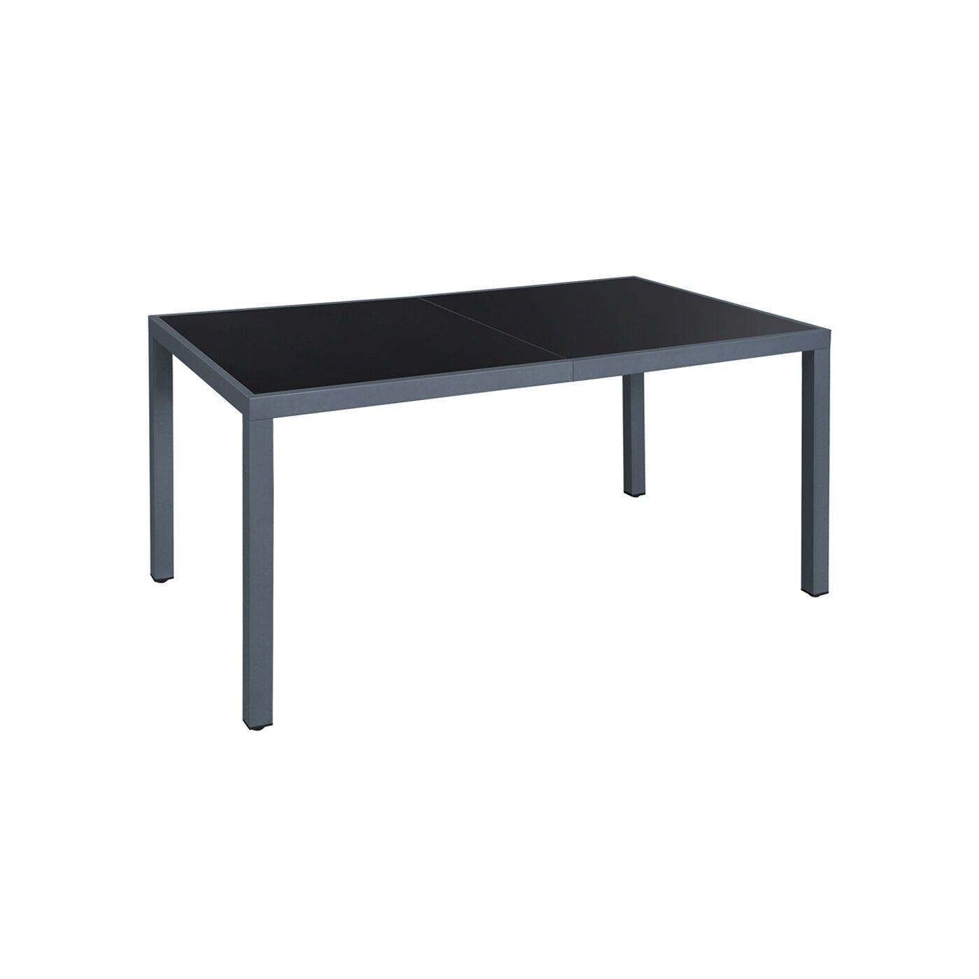 Grande table de jardin en verre gris, 150 x 90 x 73 cm