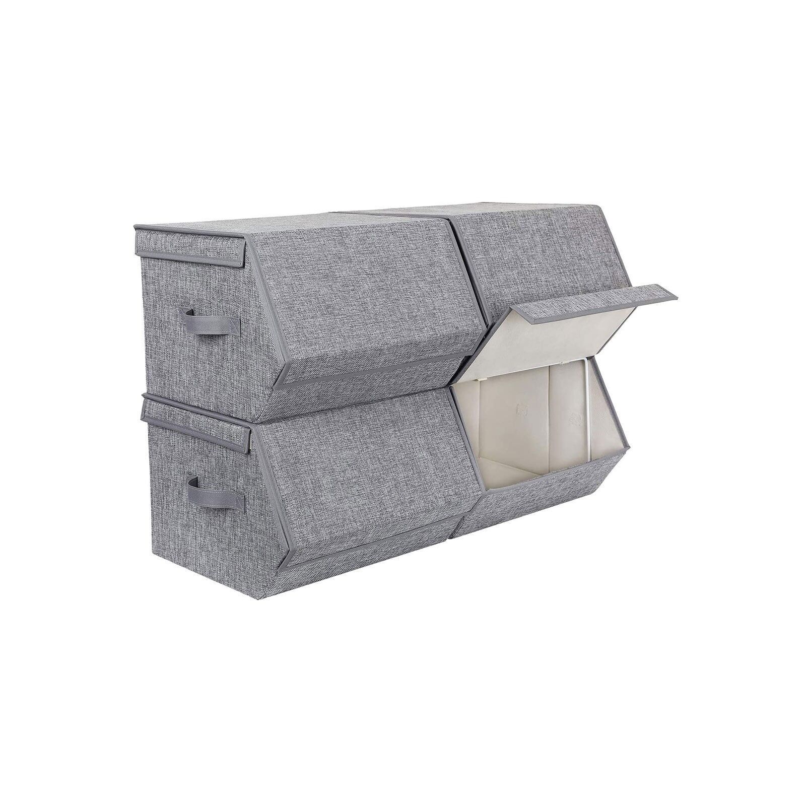 Lot de 4 boîtes de rangement, 38 x 25 x 26.5/35 cm