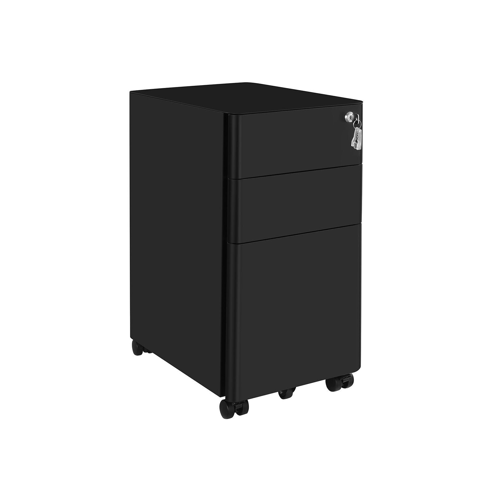 Office cabinet with wheels and lock, black, 30 x 46 x 59.2CM