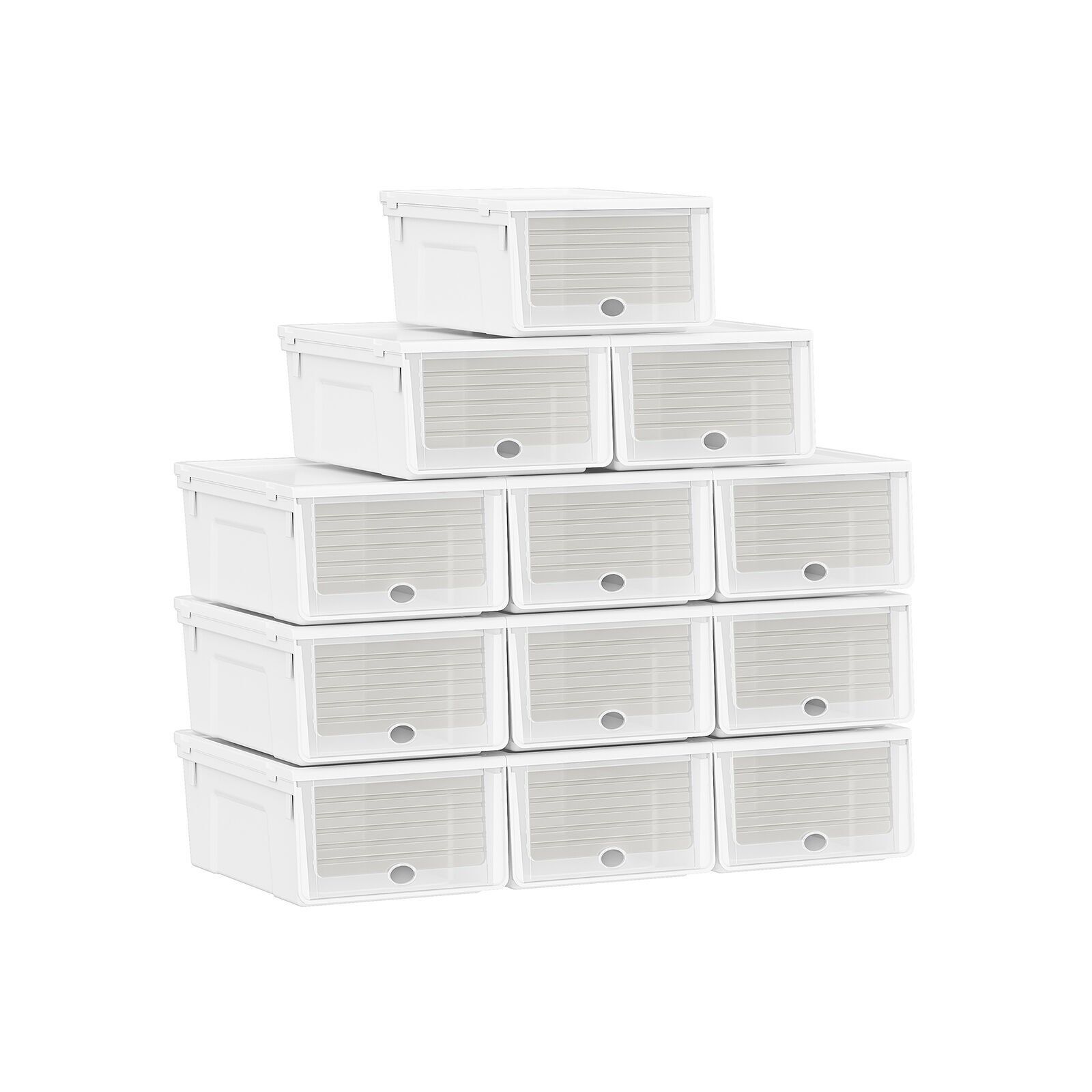 Shoe boxes white, 23.5 x 34 x 13.5 cm (L x W x H) - Internal dimensions per box: 19.5 x 32 x 12 cm