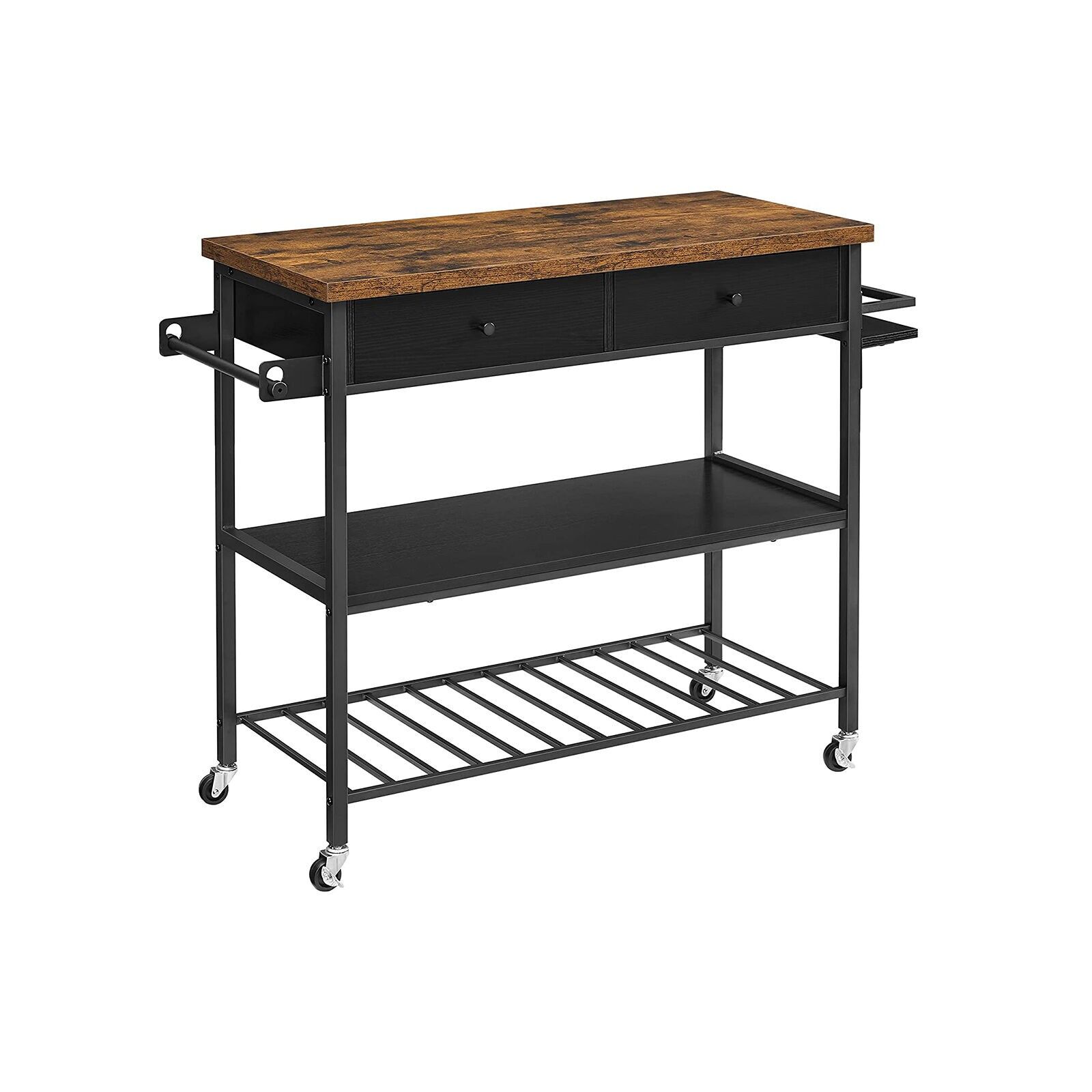 Industrial-style kitchen trolley on wheels, 119 x 45 x 91 cm