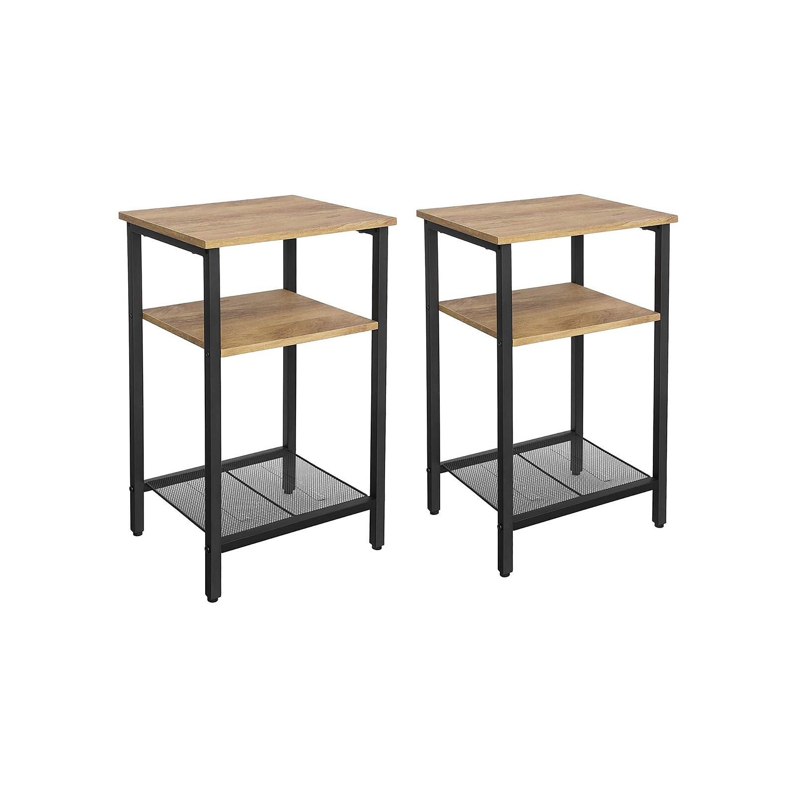Side tables set of 2, honey brown-black, 34 x 29 x 58 cm