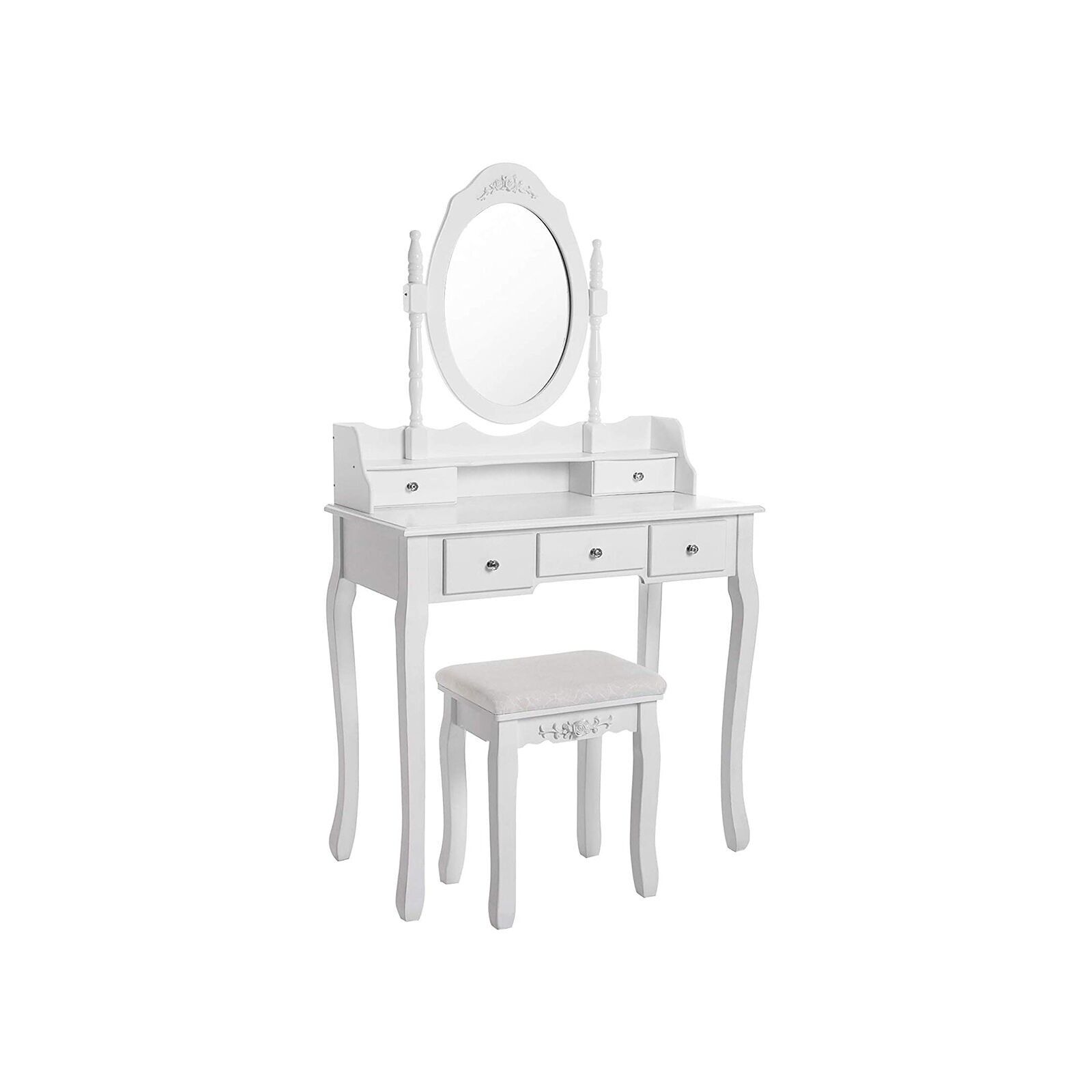 Dressing table set with 5 drawers white, 80 x 145 x 40 cm