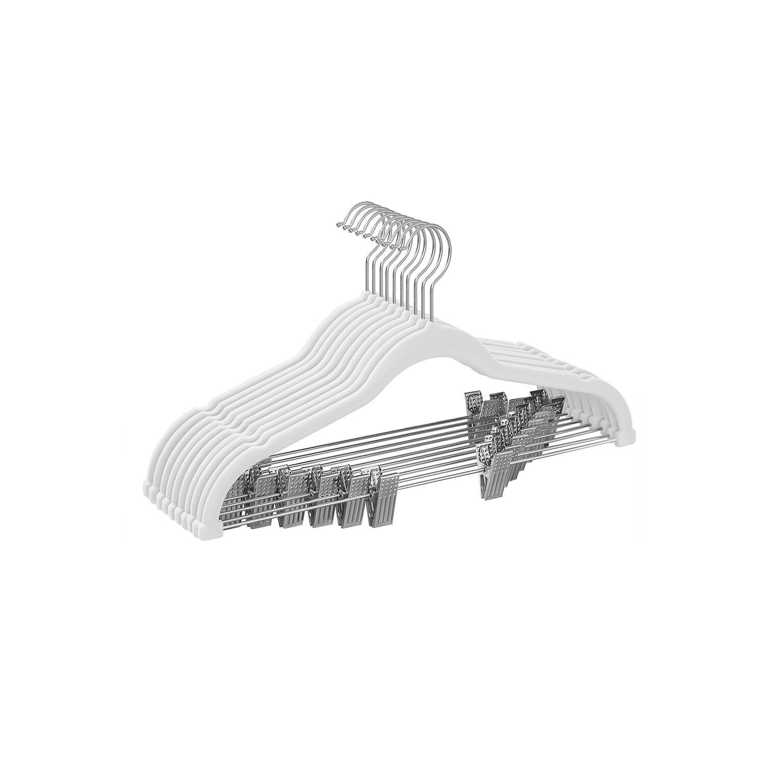 Cintres en velours, lot de 20, peu encombrants, antidérapants, blancs, 42.5x23.5cmm