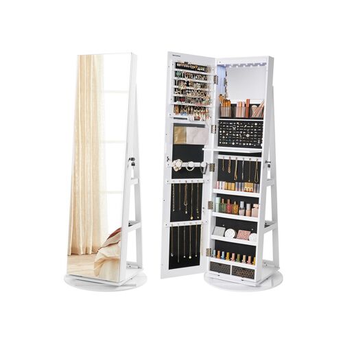 Jewelry cabinet with mirror, 54.5 x 54.5 x 162 cm (L x W x H) - Cabinet dimensions: 37 x 9.4 x 155 cm (L x W x H) - Internal mirror dimensions: 35.5 x 24 cm