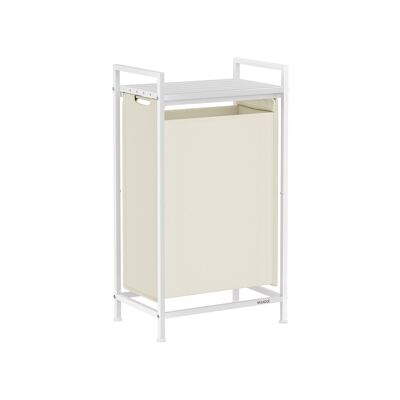 Laundry basket with shelf, cream white-cloud white, 3 x 38 liters, 92.5 x 33 x 71 cm