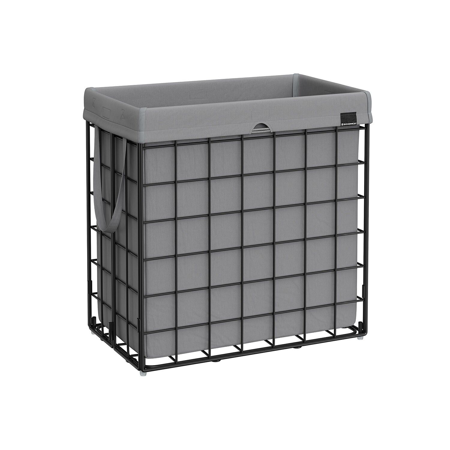 Panier à linge 110L noir-gris, 58 x 33 x 58 cm