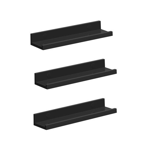 Floating shelf with black front, 10 x 38 x 5/2 cm