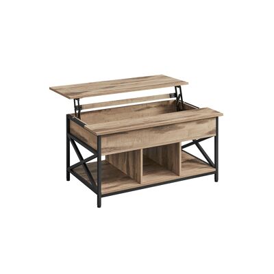 Tavolino da caffè regolabile in altezza, cammello-nero, 60 x 100 x (48-62) cm