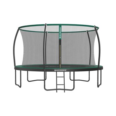 Trampolino Ø 427 cm con rete interna nero-verde scuro