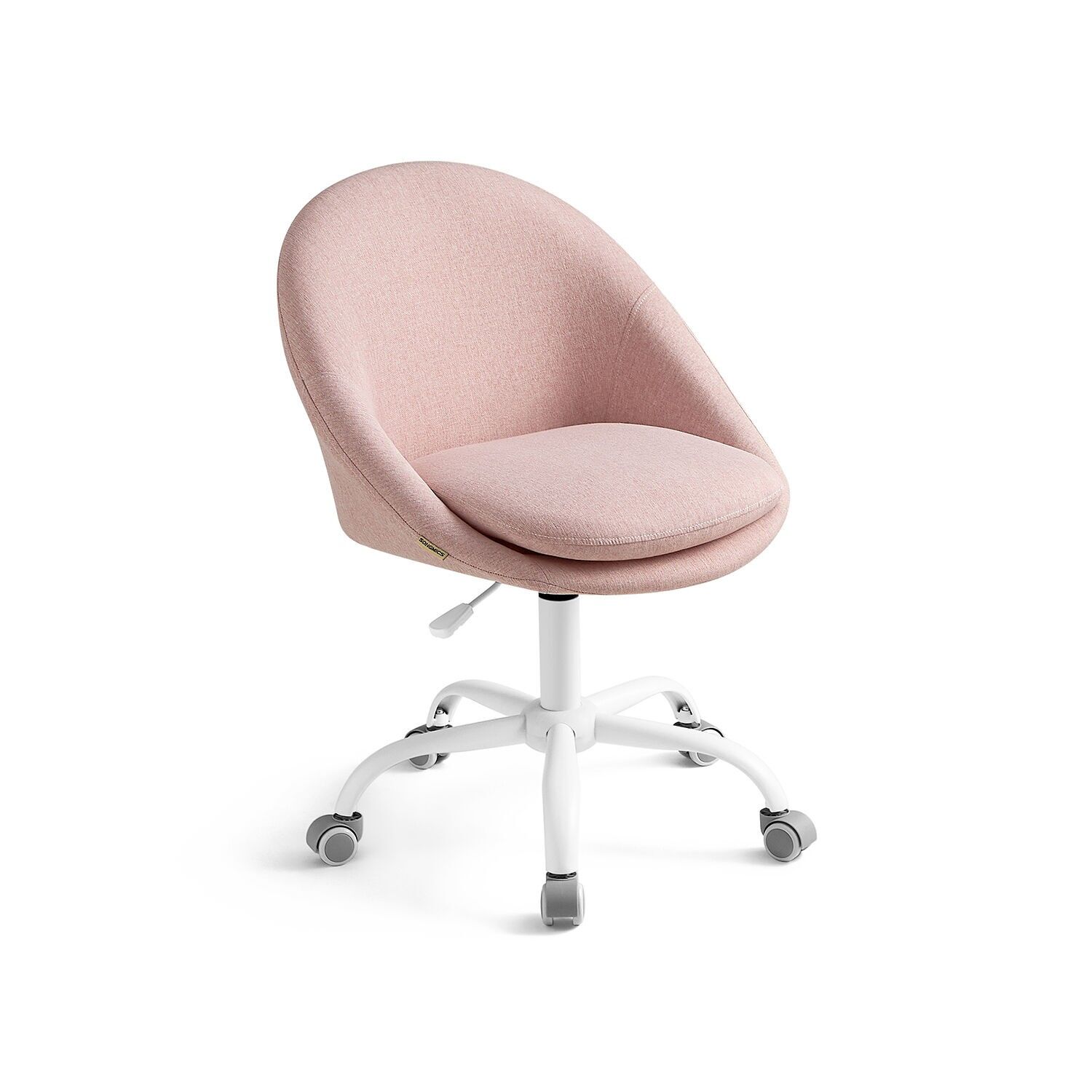 Home office chair height adjustable pink, 60 x 60 x (80-90) cm (D x W x H) Seat height (from floor): 47-57 cm Seat size: 45 x 42 cm (D x W) Backrest height: 47 cm Total cushion thickness: 12 cm Top cushion thickness: 7 cm