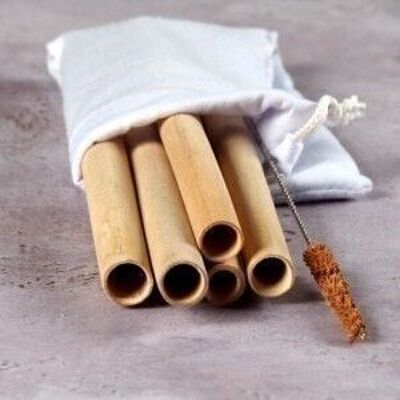 Kit 6 bamboo straws