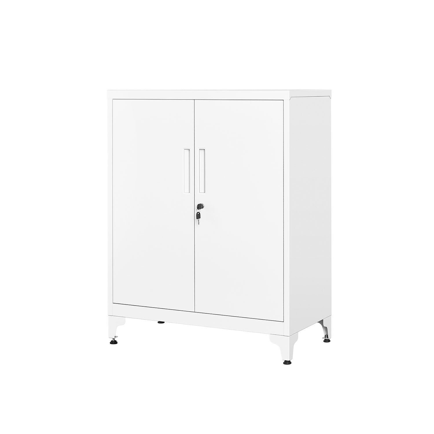 Lockable filing cabinet with 2 doors 40 x 80 x 90 cm matt white