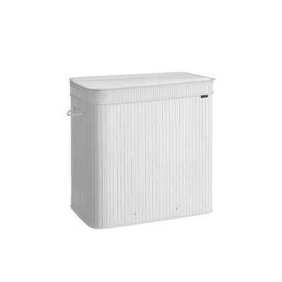 Cesta de ropa de bambú con tapa, 150 litros, color blanco nube, 41.5x62.5 x 61 centímetros