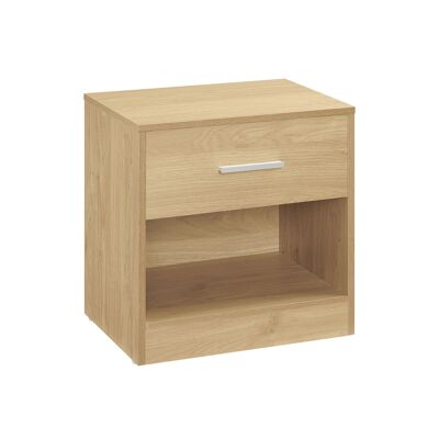 Side table with drawer and open compartment, straw yellow, 28 x 39 x 41 cm