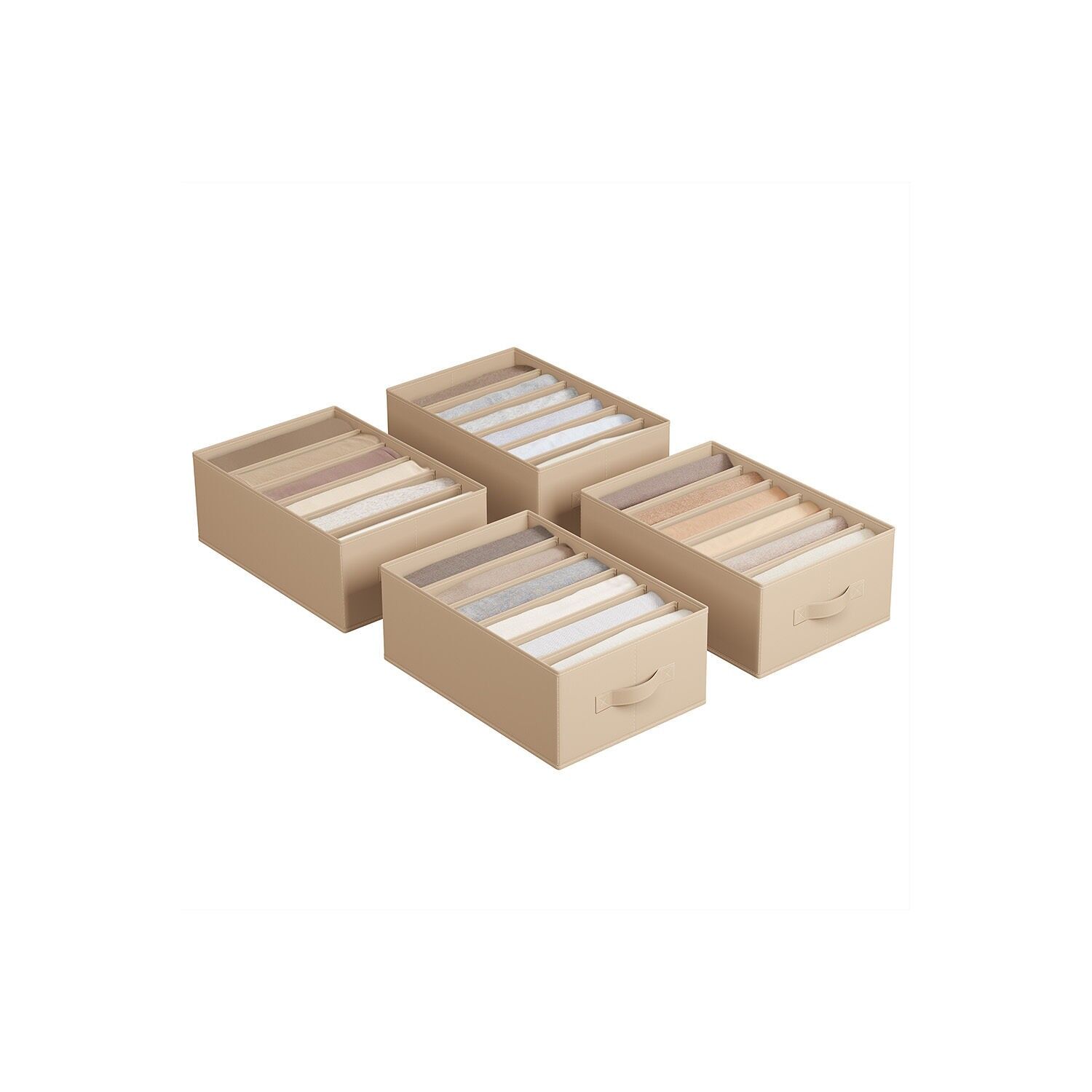 Lot de 4 organiseurs de garde-robe, 42 x 30 x 17 cm, beige sable