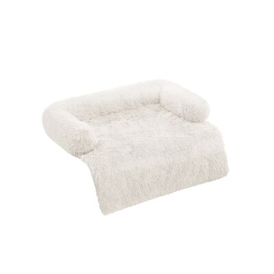 Cama para perro XL cálida y acogedora 110 x 95 x 18 cm blanco nube