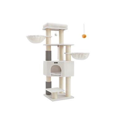 Cat tree with platforms 50 x 50 x 160 cm cream-white-beige