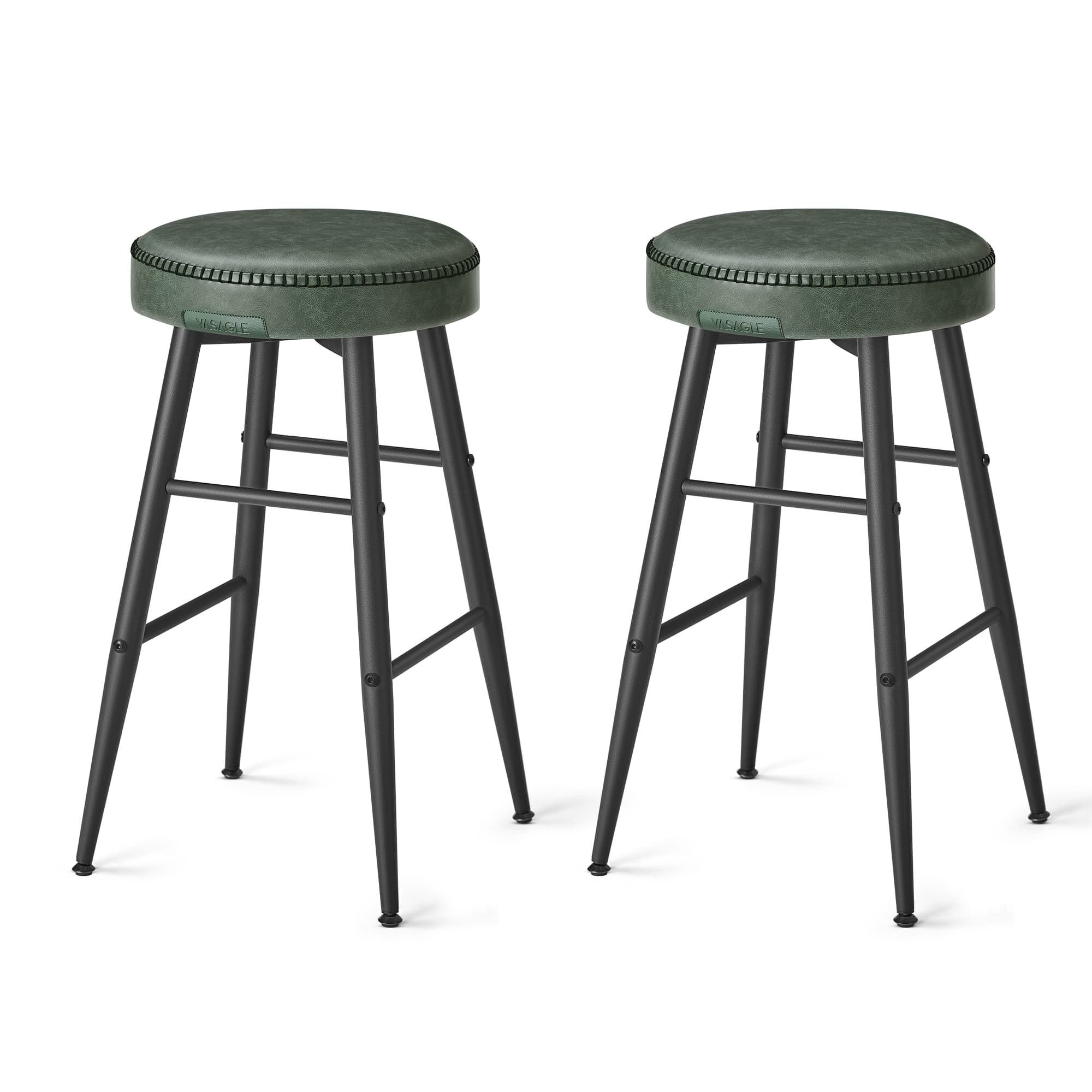 EKHO Collection - Bar stool set of 2, easy assembly, forest green, 49.5 x 49.5 x 63 cm