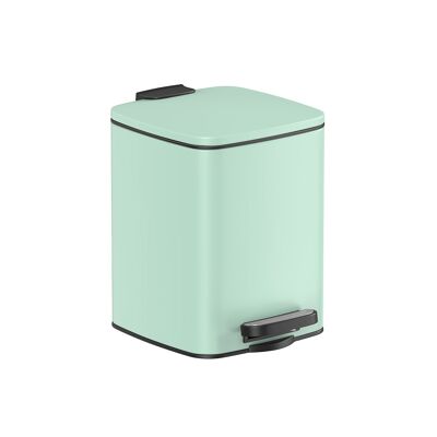 Conteneur cosmétique 6 litres avec pédale en acier, vert menthe, 23.9 x 19.3 x 25.5 cm (L x l x H) Hauteur totale (avec couvercle ouvert) : 44.Dimensions intérieures du seau : 5 cm. 19.3 x 19.1x21.3écm