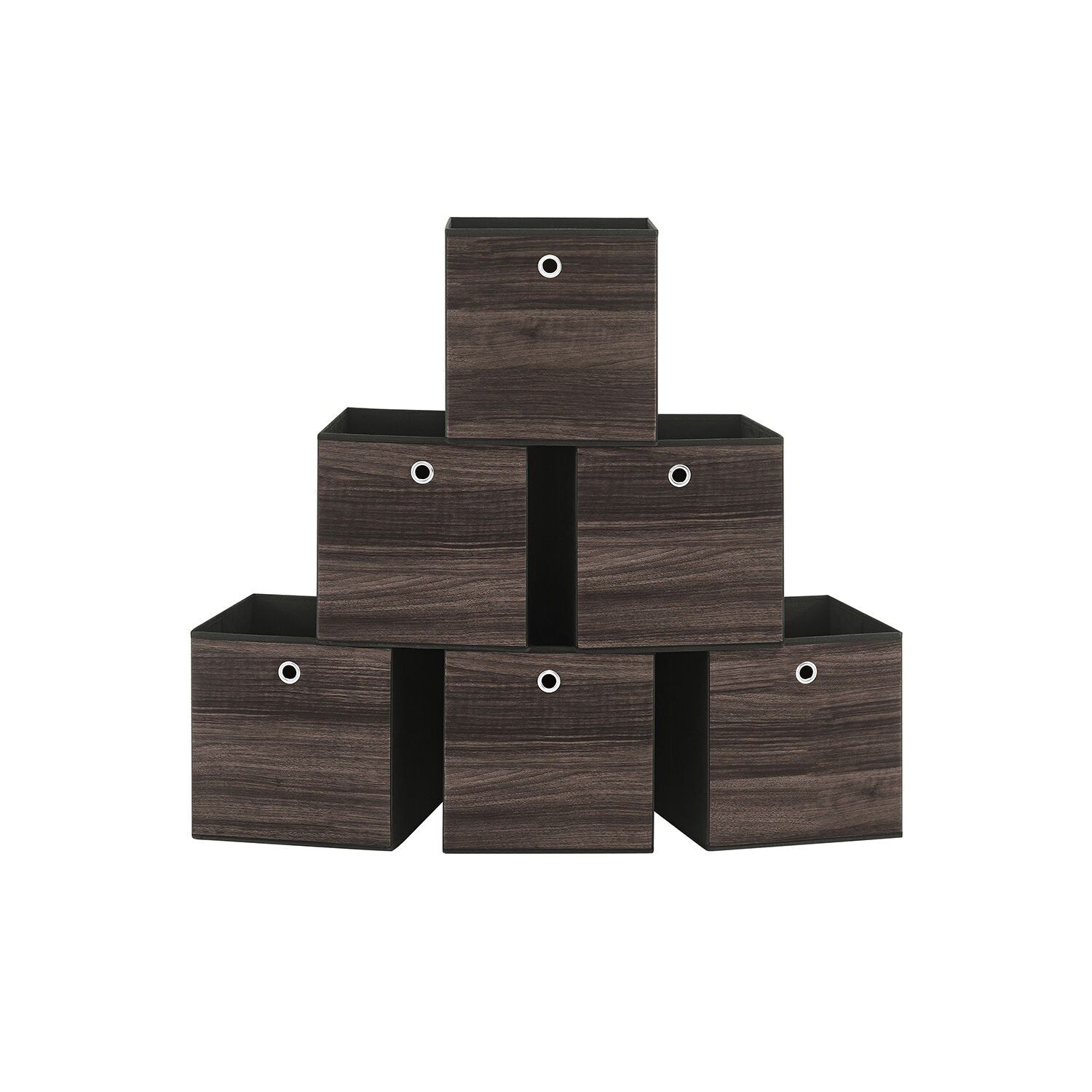 Coffret de rangement, lot de 6, marron châtaigne, 33 x 33 x 33 cm