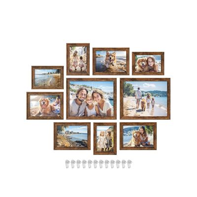 Cornice portafoto 16 passe-partout in vetro cenere nero, 20 x 25 cm, quattro 13 x 18 cm, quattro 10 x 15 cm