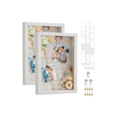 Cornici per foto da riempire, set da 2 con ganci da parete, bianco vintage, 10.2x15.2 cm, 10.2 x 10.2 cm