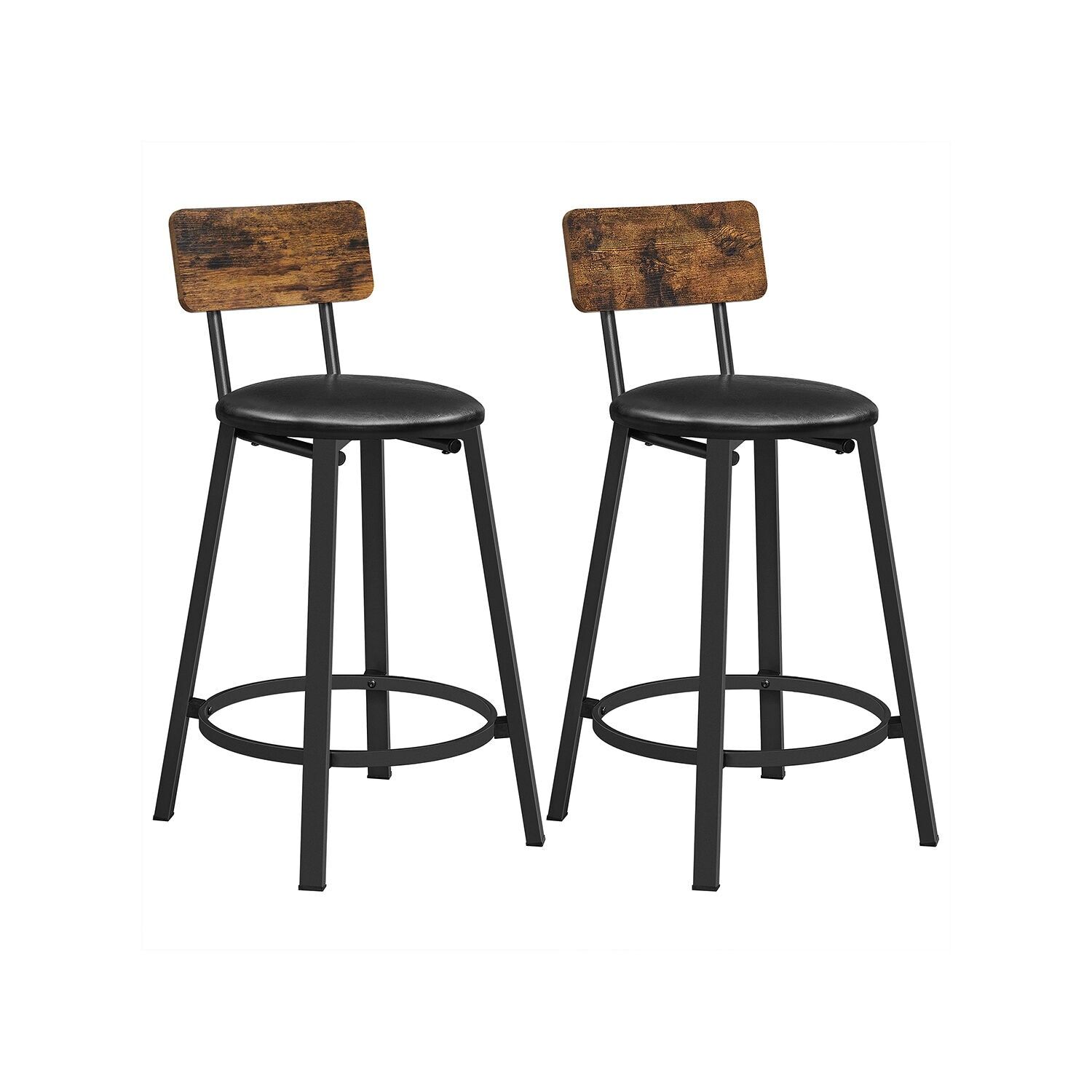 Bar stools industrial design easy assembly vintage brown-ink black, 39 x 39 x 82 cm (D x W x H) Seat height (from floor): 62 cm