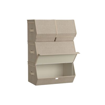 Scatola portaoggetti con coperchio e chiusura magnetica, beige sabbia, 35 x 50 x 25 cm (P x L x A).Dimensioni della scatola piccola: 35 x 25 x 25 cm