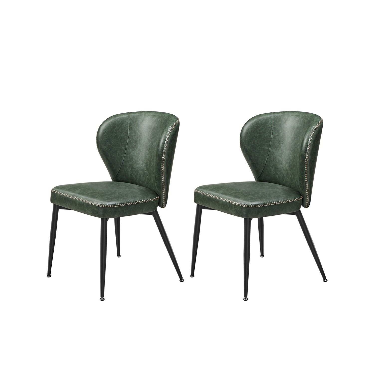 EKHO Collection - Dining Chairs Set of 2 Forest Green, 55 x 52 x 79 cm (D x W x H) - Seat Height: 45 cm