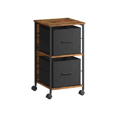 Vintage brown-ink black filing cabinet with 2 drawers, 37.5 x 38.5 x 68.7 cms