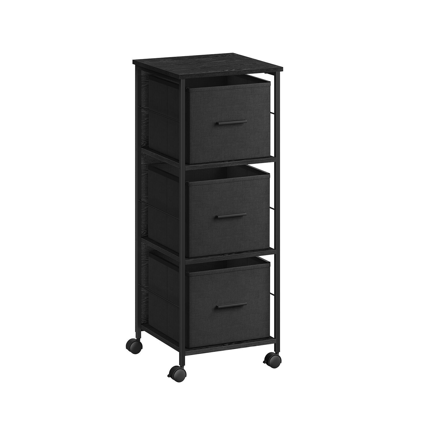 Filing cabinet with 3 drawers, ebony black-ink black, 37.5 x 38.5 x 98.5cm s