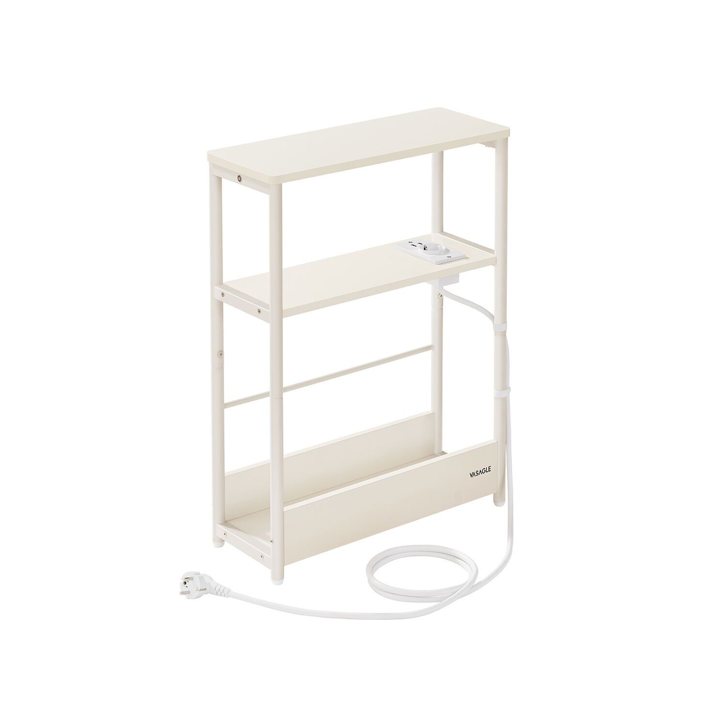 Table d'appoint à 3 étagères, étroite, blanc crème, 18 x 45 x 58 cm