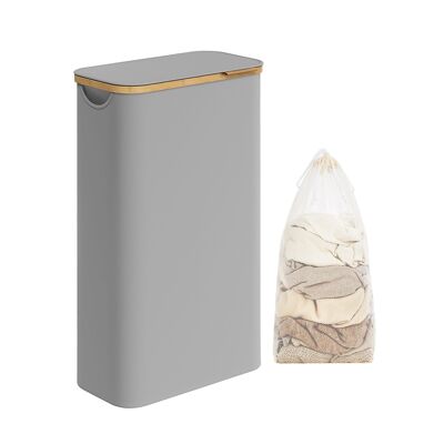 Cesta para ropa sucia de 60 litros con tapa gris