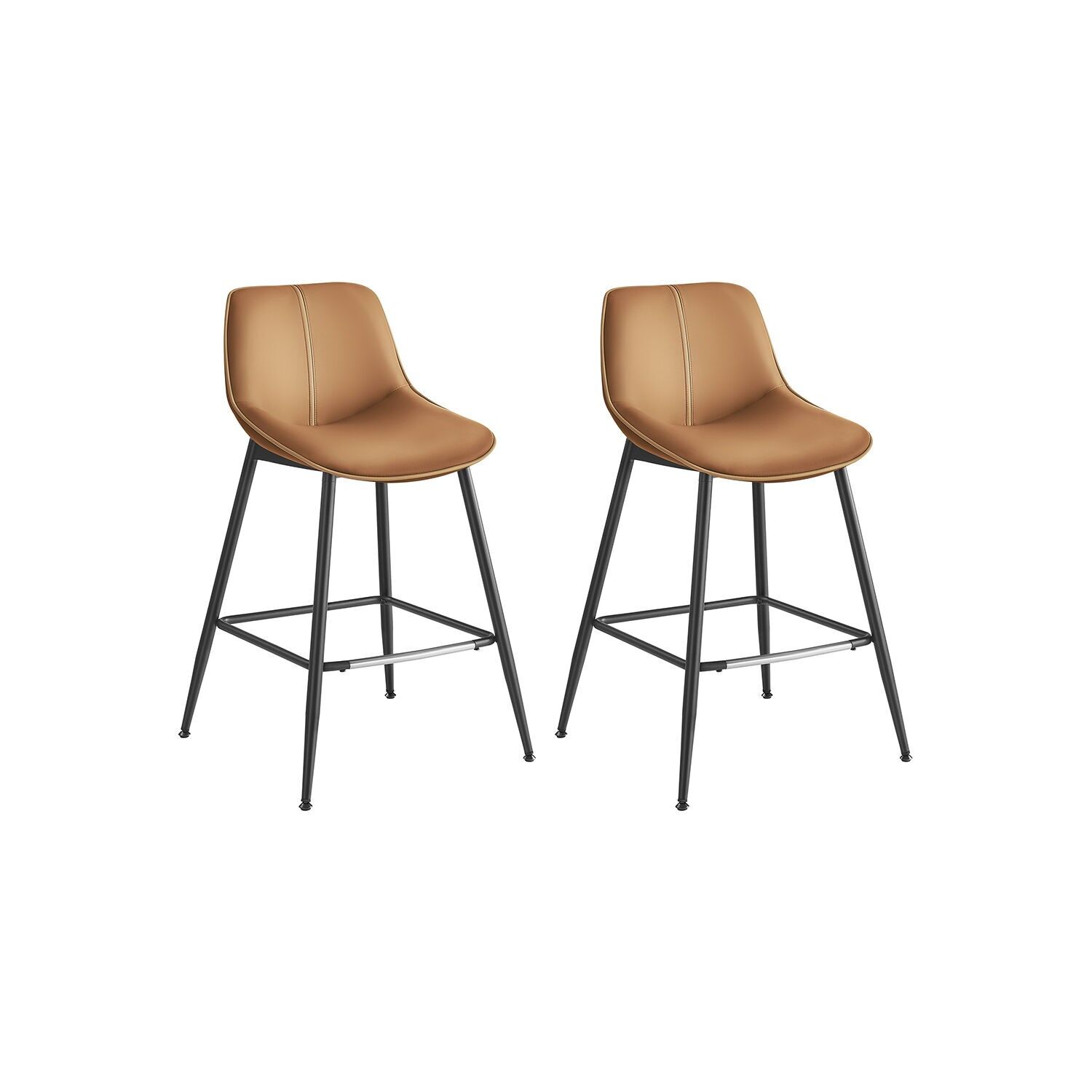 Bar stool set of 2, 62 cm high, caramel brown