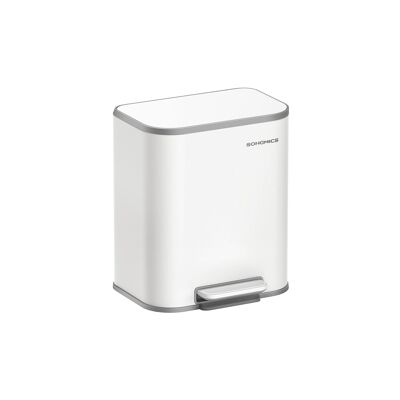 Poubelle 20 litres avec couvercle, blanc nuage, 36.6 x 30 x 42.5 cm (L x l x H) Hauteur totale (avec couvercle ouvert) : 64 cm Dimensions intérieures du seau : 33.1x21.2 x 39 cm