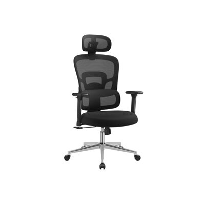 Sedia da ufficio con supporto lombare regolabile in altezza, nero inchiostro, 70 x 70 x (117-125 cm) (P x L x A) Altezza seduta: 47-55 cm Superficie seduta: 52 x 52 cm Altezza bracciolo (da terra): 64-72 cm