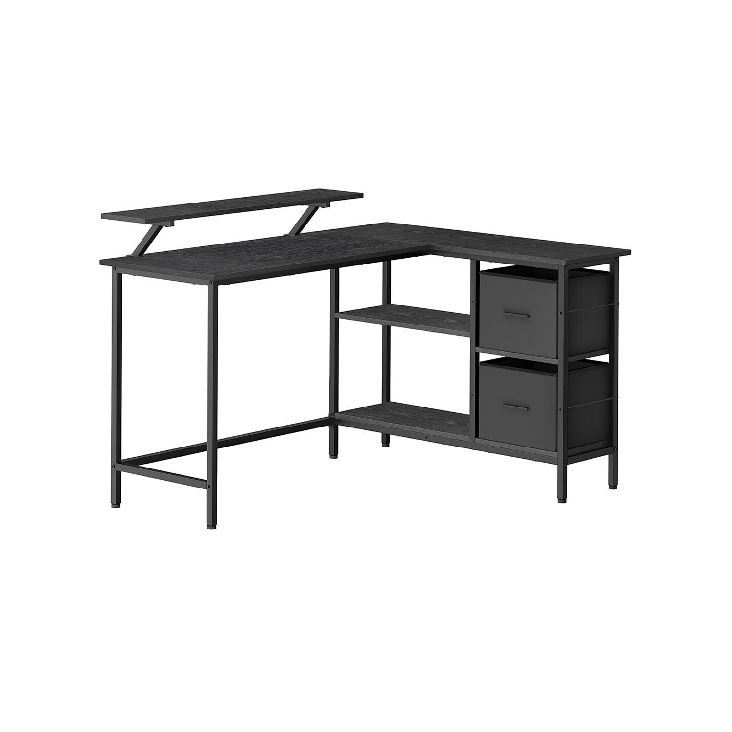 Bureau en L avec 2 tiroirs 135 x 105 cm noir