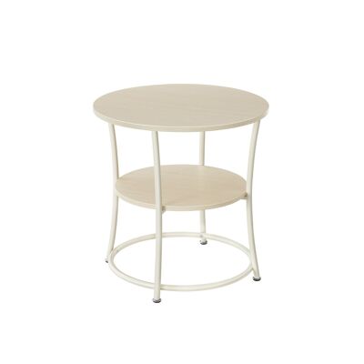 Tavolino laterale con 2 ripiani e struttura in acciaio beige naturale