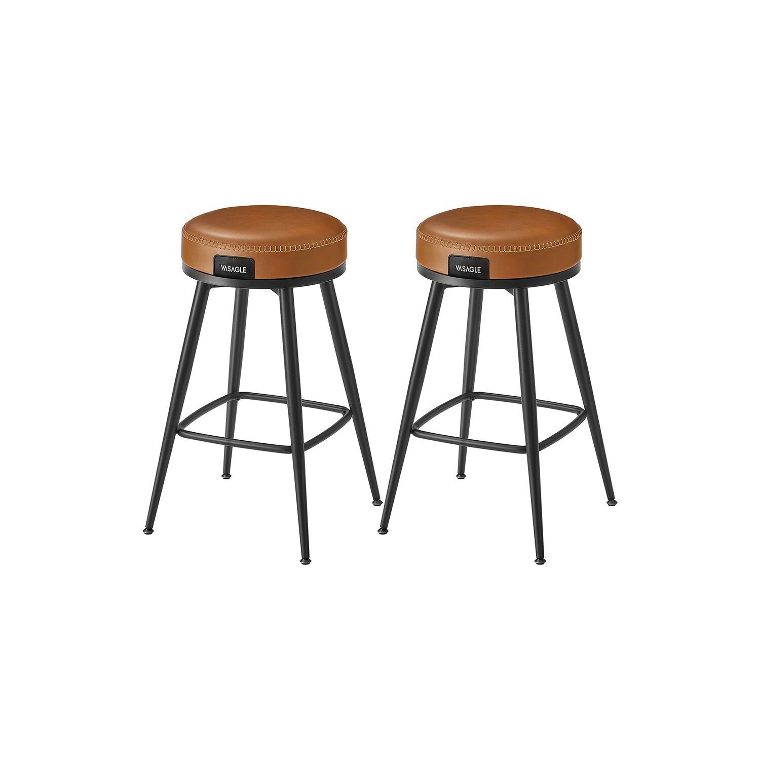 Bar stool set of 2, 65 cm high, caramel brown