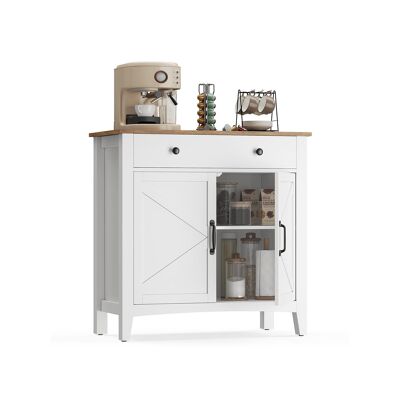 Kitchen cabinet with drawers and doors, cloud white-honey brown, 40 x 80 x 80 cm