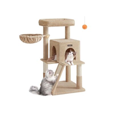 Tiragraffi con grande piattaforma, marrone cammello, 48 x 48 x 96 cm