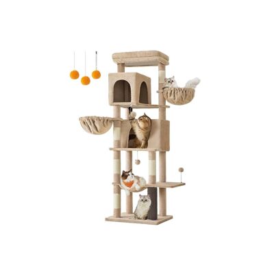 Tiragraffi alto 175 cm con 2 fori e 2 sdraio, marrone cammello