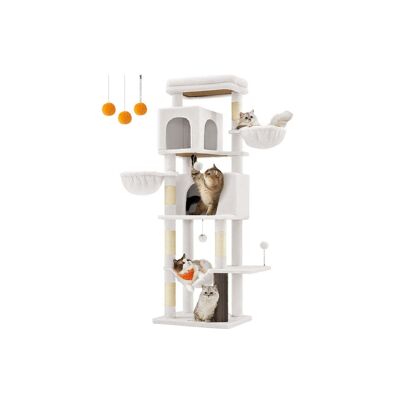 Tiragraffi alto 175 cm con 2 fori e 2 sdraio, bianco crema