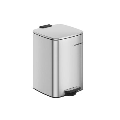 Poubelle en acier de 20 litres, argent métallisé, 34 x 28.5x40.4 cm (L x l x H) Hauteur totale (avec couvercle ouvert) : 67.Dimensions du seau intérieur : 8 cm.5x28.3 x 35.5cmm