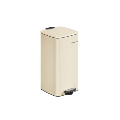 Poubelle en acier 30 litres, beige sable, 34 x 28.5 x 54.4 cm (L x l x H) Hauteur totale (avec couvercle ouvert) : 82 cm Dimensions intérieures du seau : 28.5x28.3 x 49.5cmm