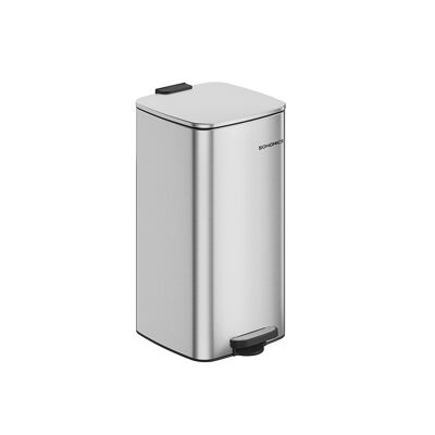 Poubelle en acier de 30 litres, couleur argent métallisé