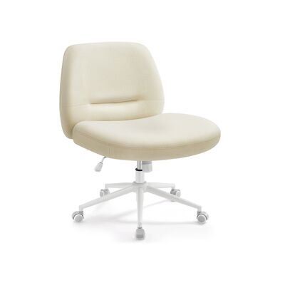 Chaise de bureau avec assise large et base blanc crème, 70 x 70 x (82-90) cm (P x L x H) Hauteur d'assise : 47-55 cm Dimensions d'assise : 50 x 67 cm